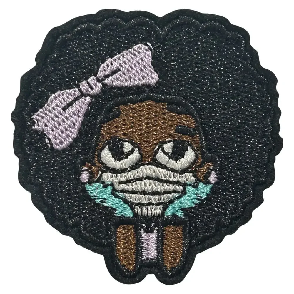 Little Girl with Mask Iron On Patch
